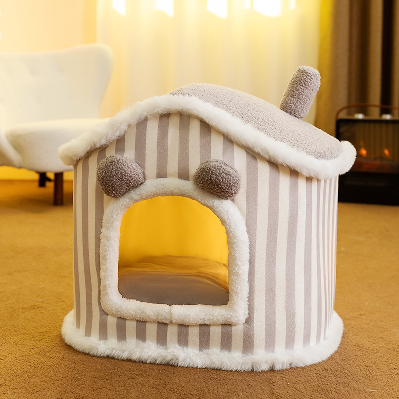 人気品秋冬2色貓犬ベッドふわふわ暖かもこもこキャットペット用品 ペットハウス滑り止めクッションマット柔らかい秋冬グレー Sサイズ 