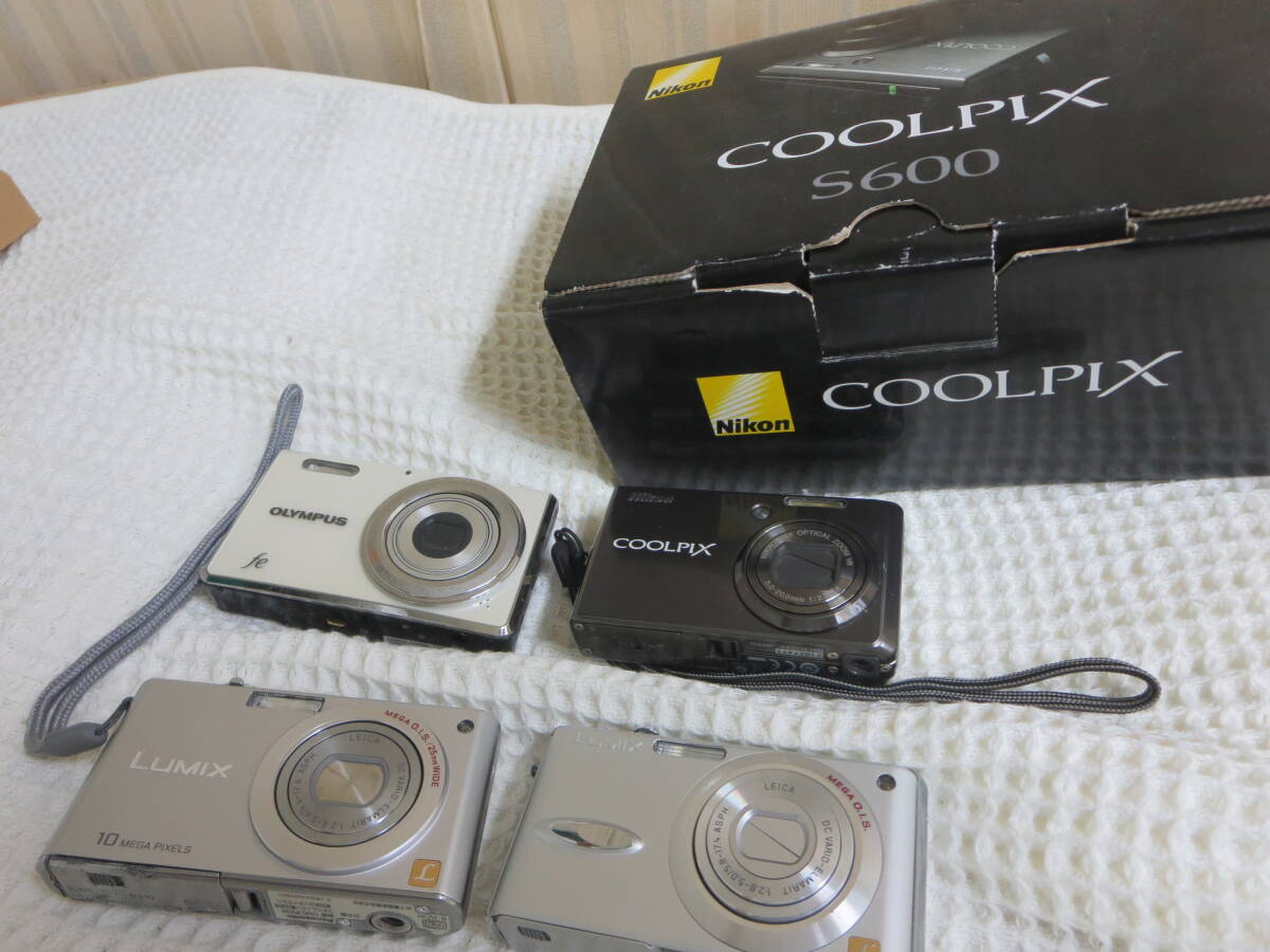 中古　デジカメ　ジャンク　まとめ　部品取り　Panasonic DMC-FX35 DMC-FX8 オリンパス　FE-4000 Nikon S600　4台