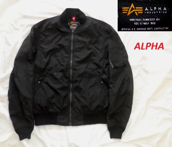 ●ALPHAアルファMA-1フライトジャケットM黒●薄手中綿なし