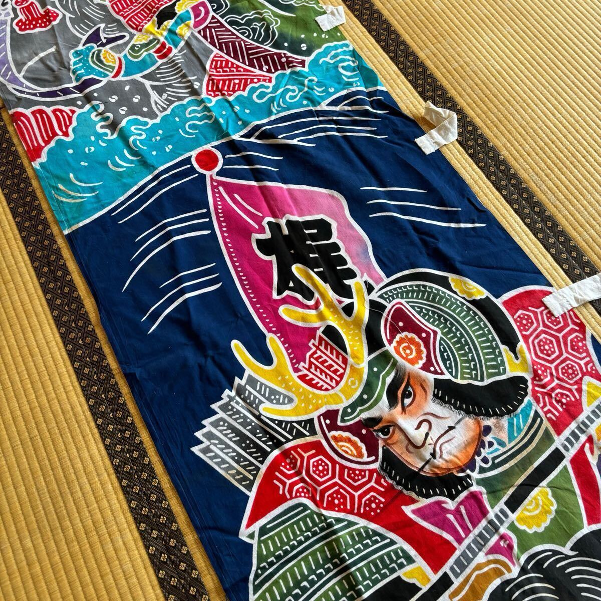 ミ*ミ様 武者絵 武将 侍のぼり旗 戦国時代 着物 綿 江戸 明治 手書き 古布 ミ*ミ様 武者絵 武将 侍のぼり旗 戦国時代 着物 綿 江戸 明治