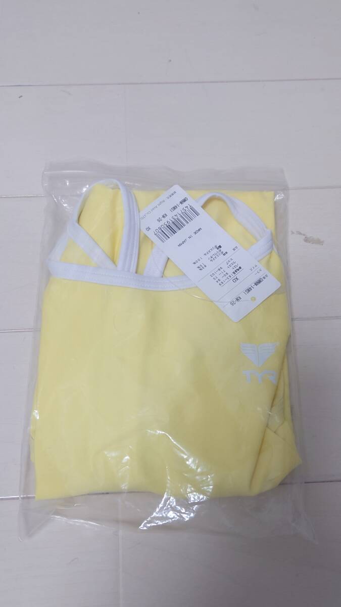 TYR パイピング肩紐　競泳タイプ　スクール水着　イエロー　XO 新品 GWNM-14MSI KM-26