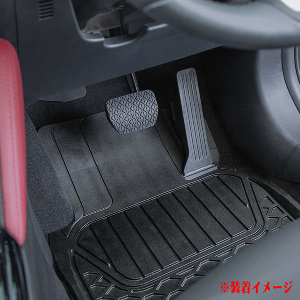 防水 ゴムマット フロント用 前席用 2枚セット 軽自動車 普通車 SUV ミニバン 1BOX 汎用 3D 立體構(gòu)造 フロアマット フレックスガード 黒