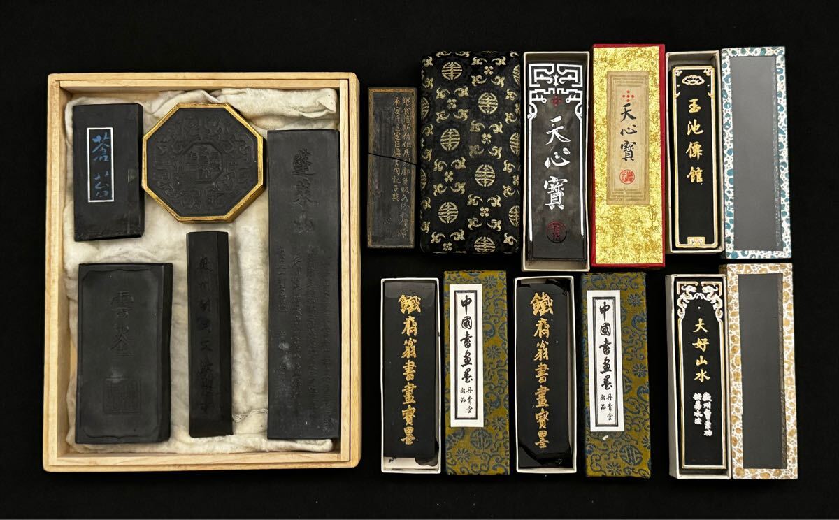 中国　書道具　楼閣山水文など　古墨　徽墨　4点まとめて　M　R7335 楽天市場】中国書画墨 大好山水 徽州曹素功十一世孫 裕衡氏按易