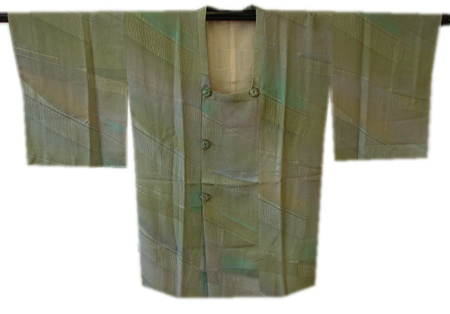 時代屋 美品 裄64.8ｃｍ 縮緬地 フクレ織 道行コート 正絹 未使用 150cm～158cm Cｓ514