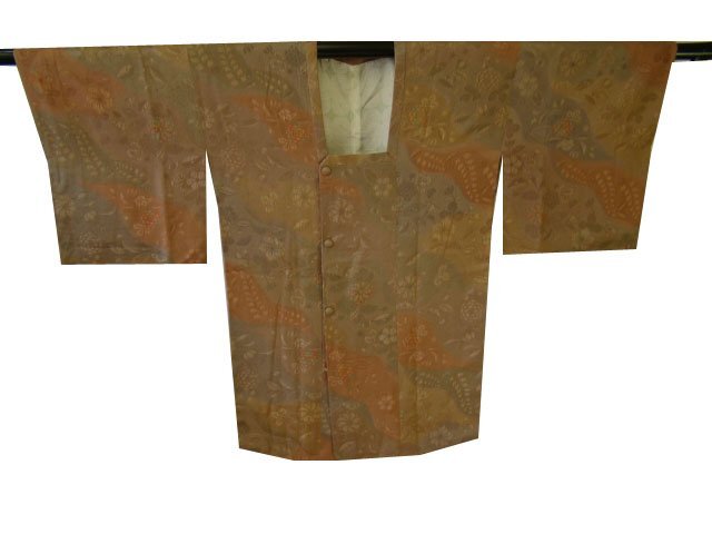 時代屋 美品 裄65.2ｃｍ 縮緬地 フクレ織 道行コート 正絹 仕立上り 150cm～158cm Cs858