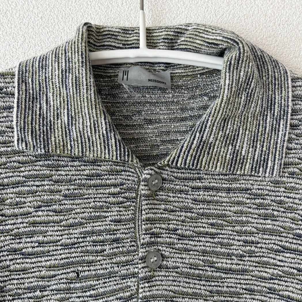 MISSONI ミッソーニ 長袖ニットポロシャツ グレー系 M ブランド別 MISSONI ミッソーニ 長袖ニットポロシャツ グレー系 M ブランド別