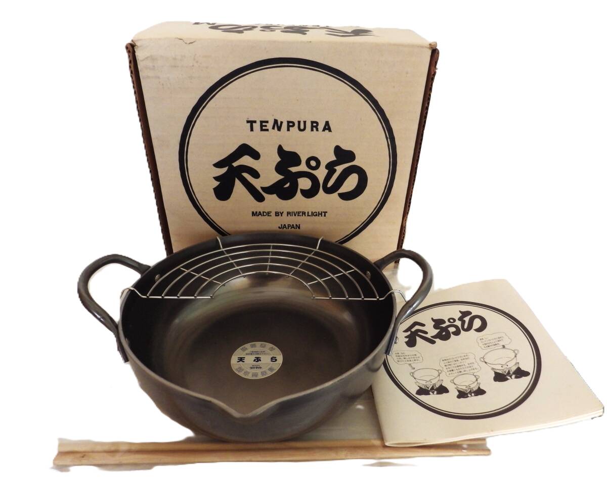 昔タイプ　リバーライト　天ぷら鍋　Mサイズ　24cm　未使用品 / 鉄鍋_画像2