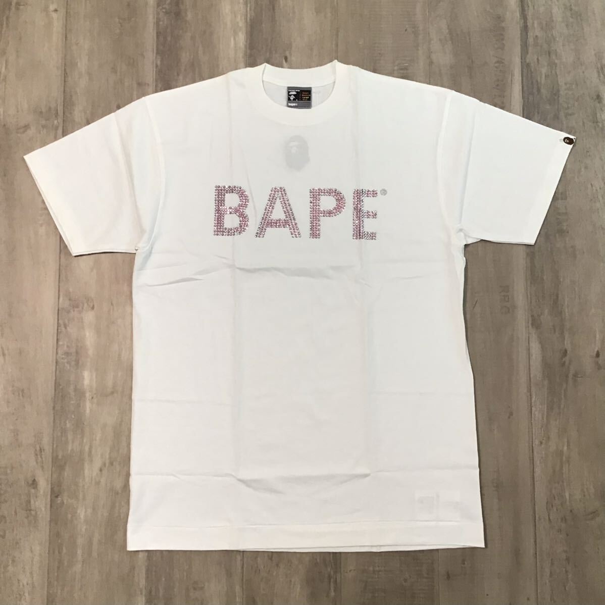 ★メンズノンノ當(dāng)選品★ スワロフスキー BAPE LOGO Tシャツ Lサイズ a bathing ape swarovski エイプ ベイプ アベイシングエイプ NIGO i09a