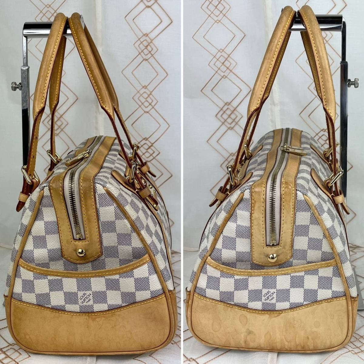 * superior article * LOUIS VUITTON Louis Vuitton handbag Damier Burke re-N52001 azur Damier azur canvas PVC leather B-102