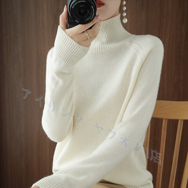 * new goods autumn winter easy high‐necked warm knitted sweater stylish adult cashmere wool . stretch knitted tops purple series 