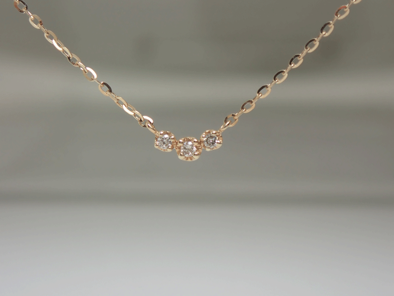 agete Agete K10 0.01ct diamond колье 0.6g FK5220_10212123002 как новый прекрасный товар шея 40cm бесплатная доставка!!