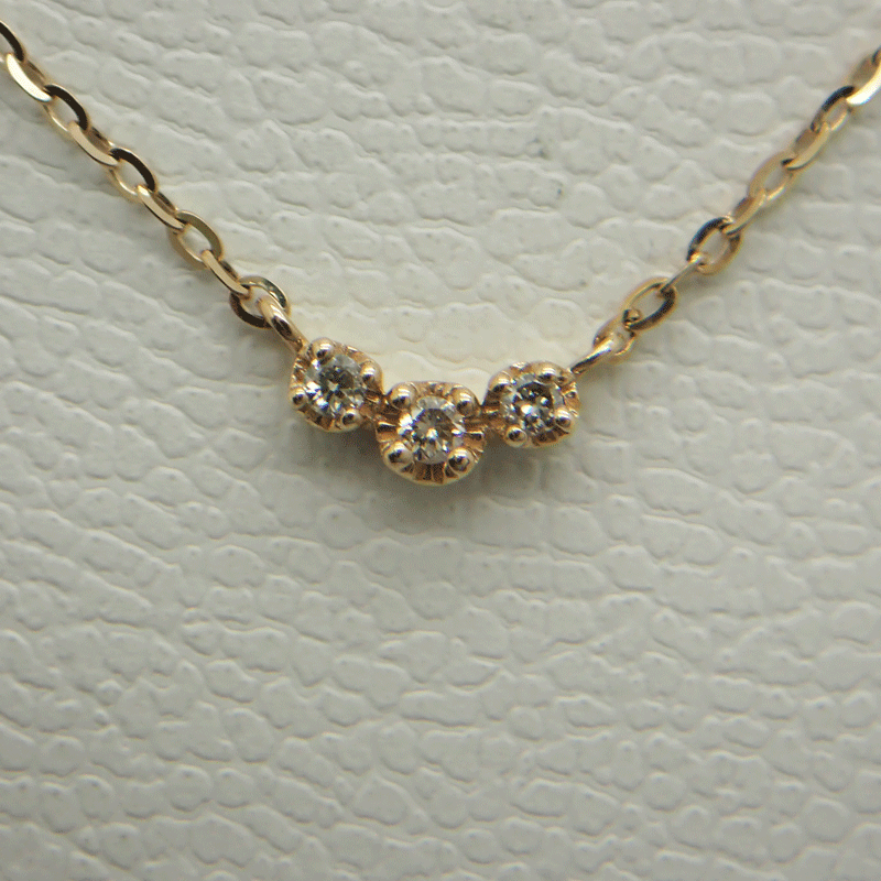 agete Agete K10 0.01ct diamond колье 0.6g FK5220_10212123002 как новый прекрасный товар шея 40cm бесплатная доставка!!