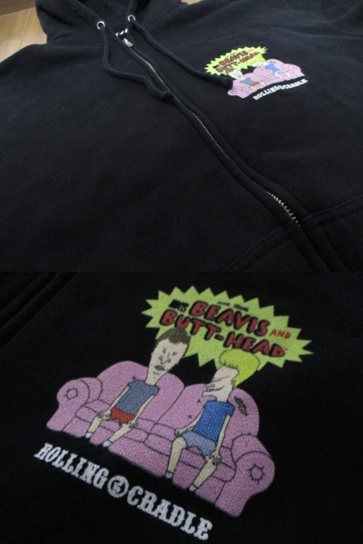 ROLLINGCRADLE×Beavis and Butt-Head ローリングクレイドル ビーバスアンドバットヘッド コラボ ジップパーカー Lサイズ_画像5