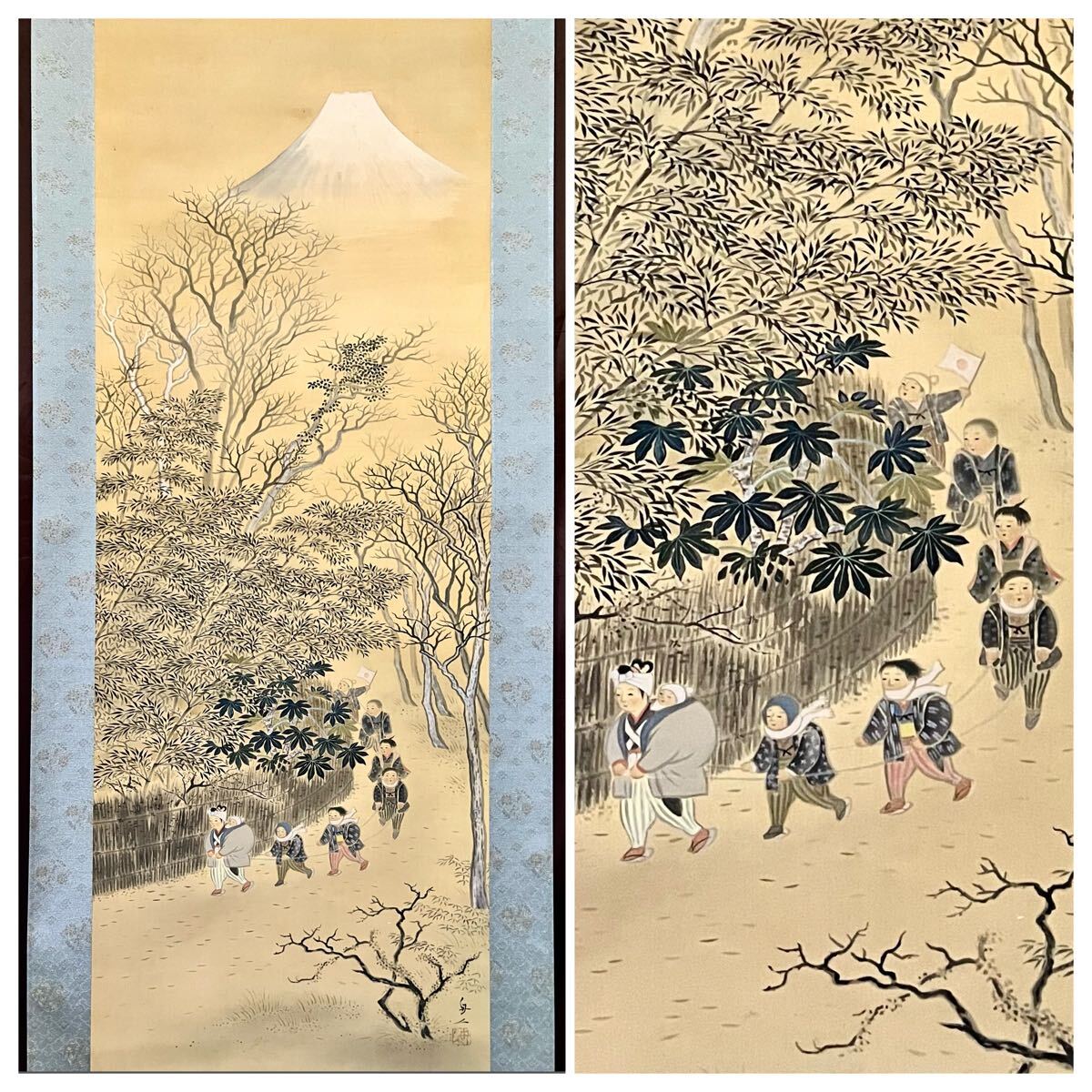 掛軸/絹本肉筆/小田切 春江/名古屋の浮世絵師・画家/高力猿猴庵 掛軸/絹本肉筆/小田切 春江/名古屋の浮世絵師・画家/高力猿猴庵