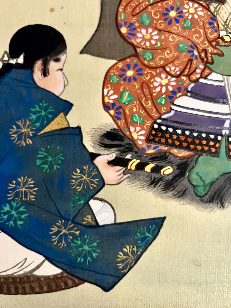 真作】【S8】岸米山「桜井の訣別」絹本 肉筆 金泥 浮世絵 武者絵 真作】【S8】岸米山「桜井の訣別」絹本 肉筆 金泥 浮世絵 武者絵