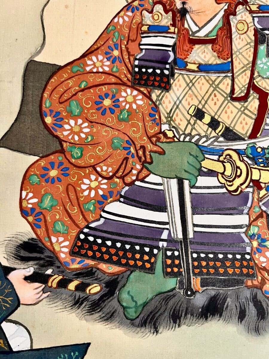 Amazon.co.jp: 法眼源果寫意 米山源果『武者絵』掛軸〔紙本肉筆