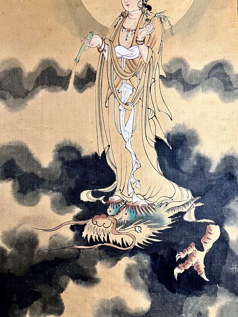 早割クーポン！ 仏画 肉筆 掛軸 江戸期 『聖観音菩薩仏界地獄界境界図 仏教美術 版画