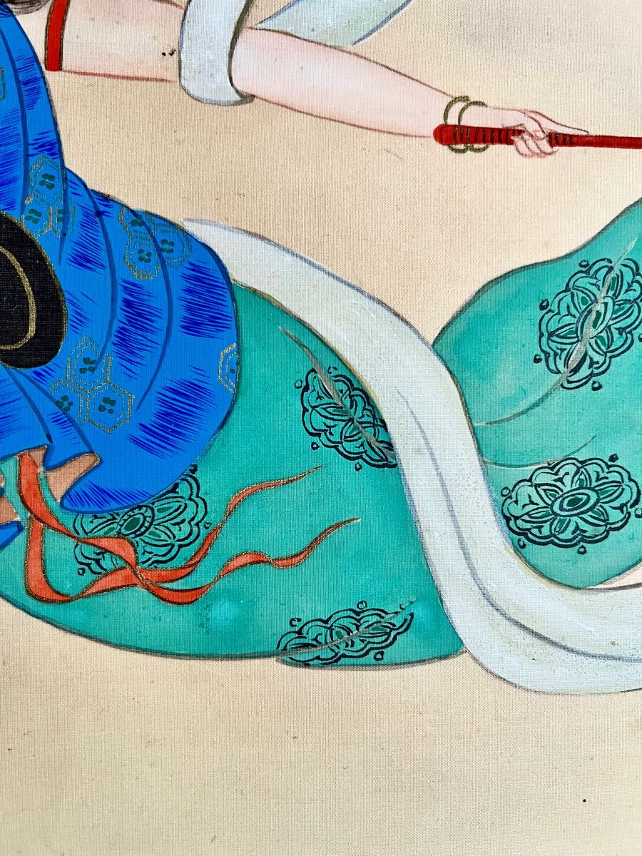 No3654 額装 在銘 弘陽 舞妓図 肉筆絹本 日本画 美人画 絵画 - 絵画