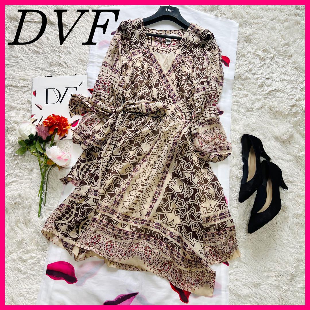良品】DIANEvonFURSTENBERG シフォンラップワンピース 6 L 良品】DIANEvonFURSTENBERG シフォンラップワンピース 6 L