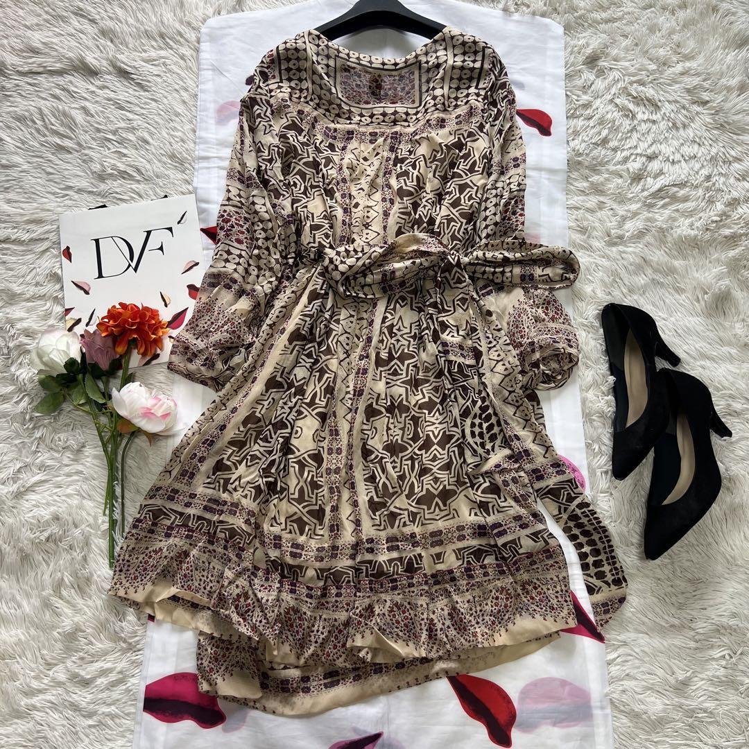 良品】DIANEvonFURSTENBERG シフォンラップワンピース 6 L 良品】DIANEvonFURSTENBERG シフォンラップワンピース 6 L