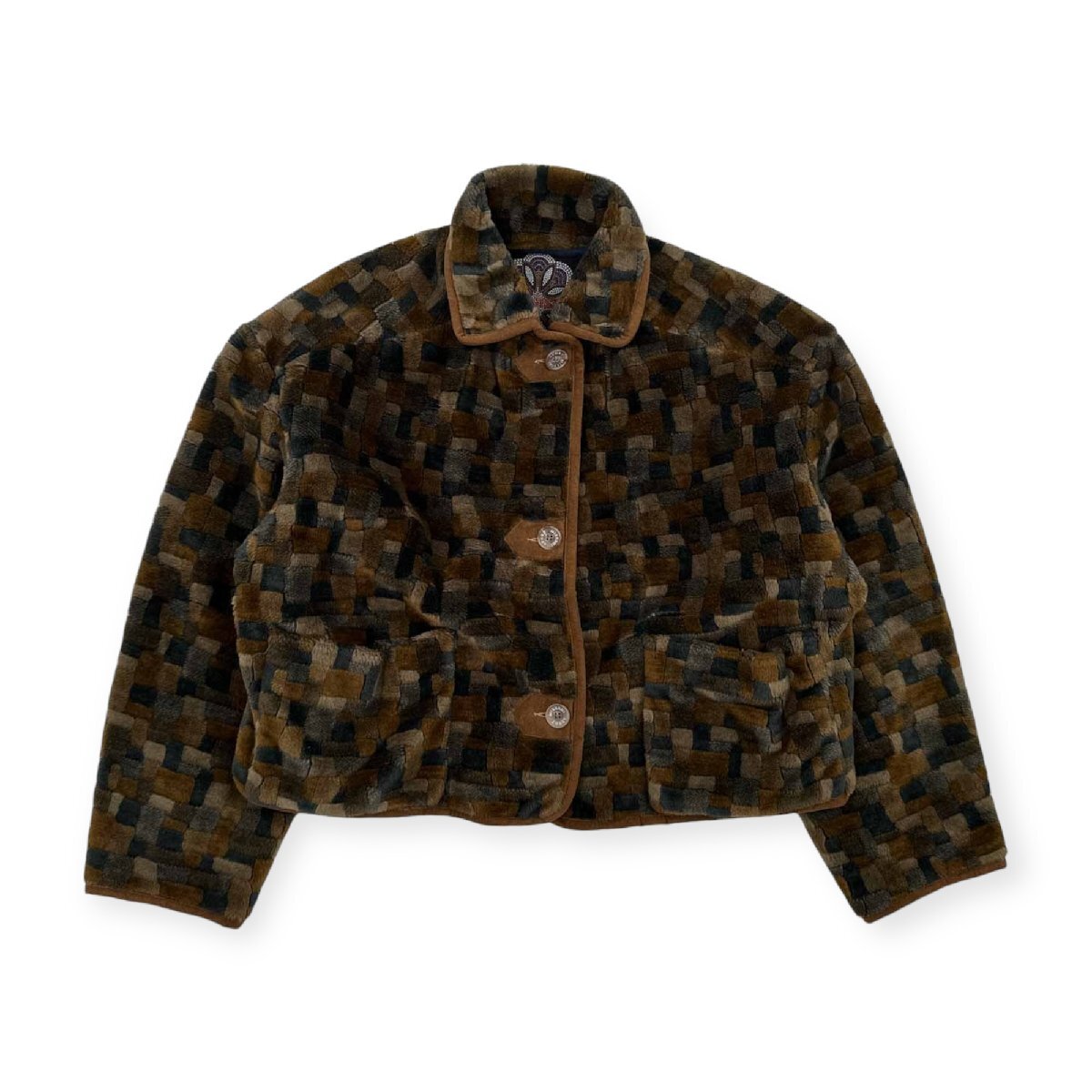 イタリア製◆MISSONI SPORT ミッソーニ 総柄 フリース デザイン ジャケット ショートコート ジャンパー ブルゾン S