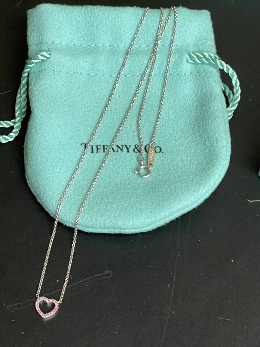 【送料無料】TIFFANY&Co. ティファニー ハート ネックレス AU750刻印 総重量約1.96g 箱付き ホワイトゴールド