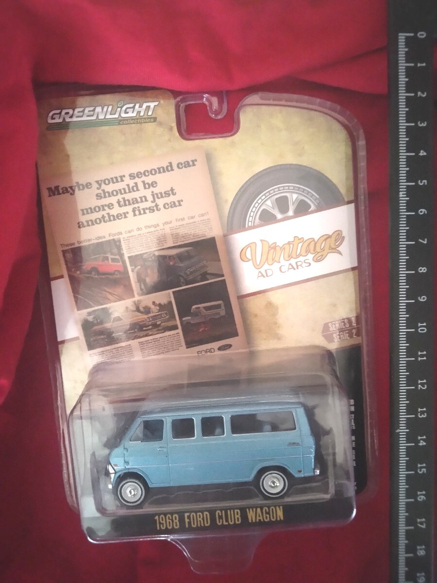 未開封 レア グリーンライト GreenLIGHT フォード クラブ ワゴン 青 ブルー Ford CLUB Wagon 1968 旧車 バン アメ車 アメリカ ミニカー