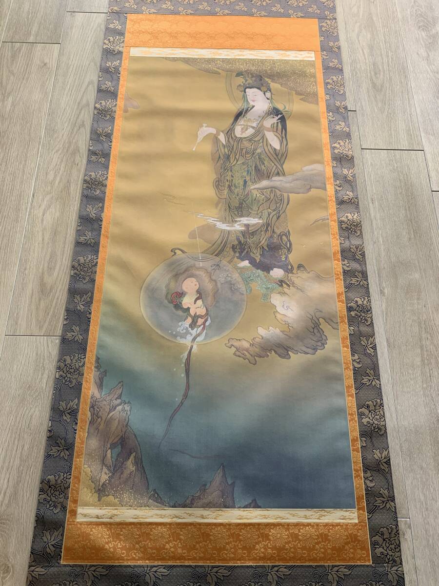 【新品】仏画 「慈母観音図」限定300部 160号 狩野芳崖 仏教美術 観音菩薩 複製画 名画限定復刻作品 明治期 日本画家
