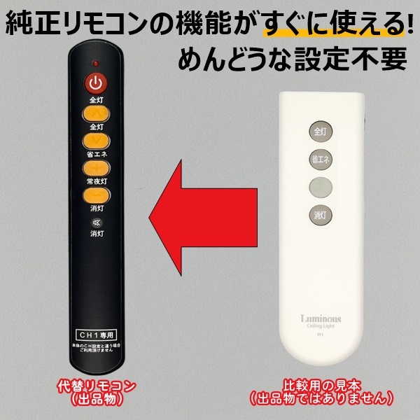 【代替リモコン5a】Luminous R1(CH1) 互換 送料無料 (ルミナス 照明 シーリングライト WY-TH06D WY-TH08D IZW-TH08D WY-06DBK1 等用)