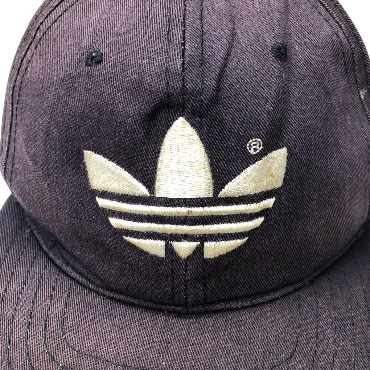 80s アディダス adidas 6パネルキャップ 褪せ黒 スナップバック 80s アディダス adidas 6パネルキャップ 褪せ黒 スナップバック