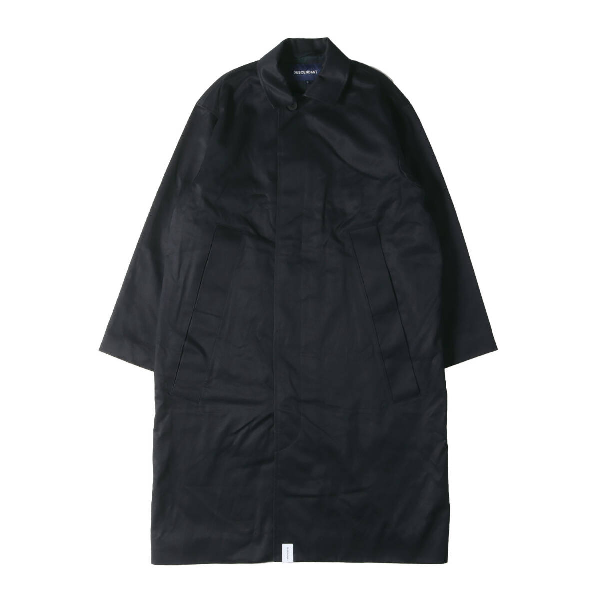 DESCENDANT ディセンダント コート サイズ:2 21AW 里地チェック 高密度コットン バルマカーンコート VITELLO BALMACAAN COAT ネイビー