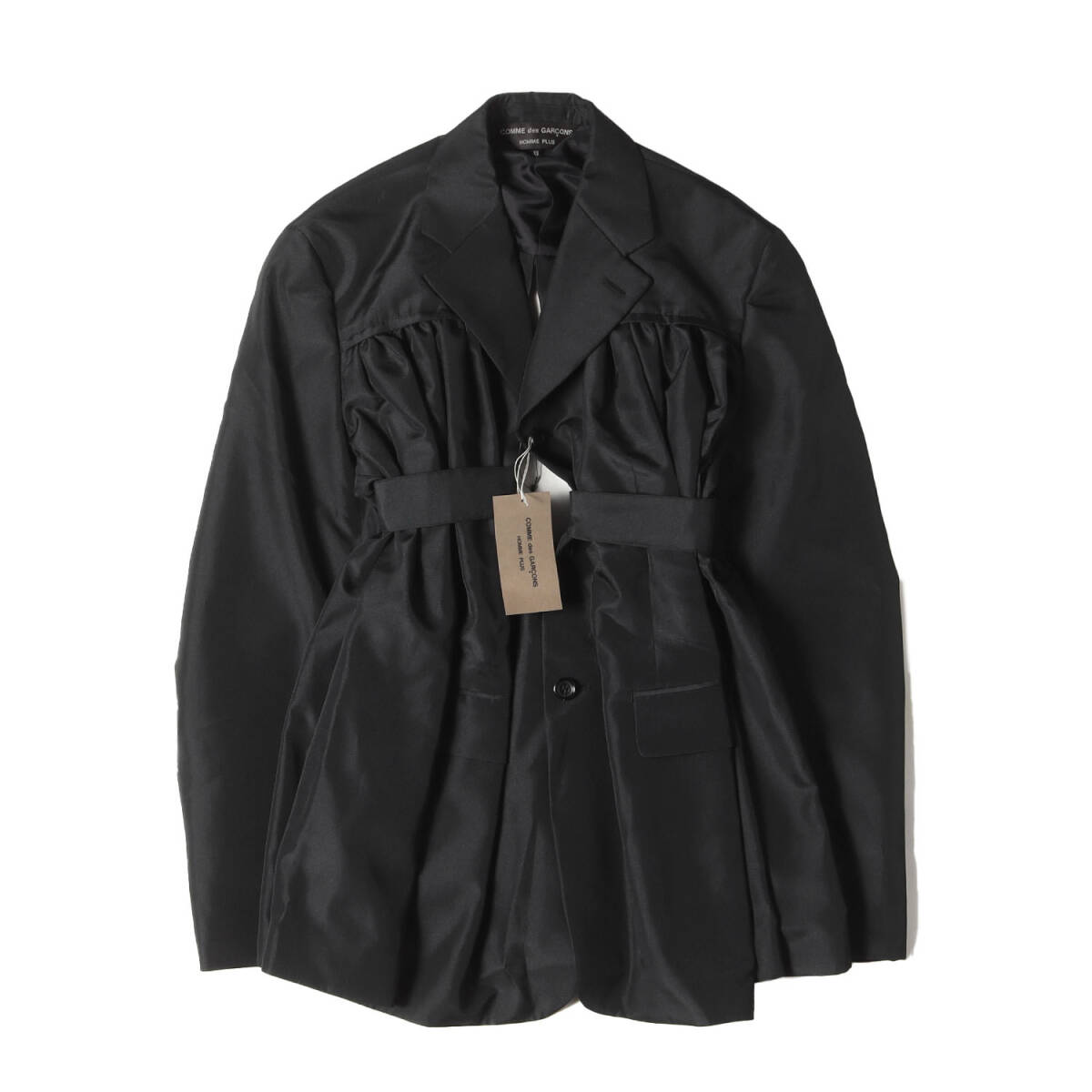新品 COMME des GARCONS HOMME PLUS ジャケット サイズ:XS 24SS サイドプリーツ ポリキャンバス 3B ガーデン ジャケット ブラック