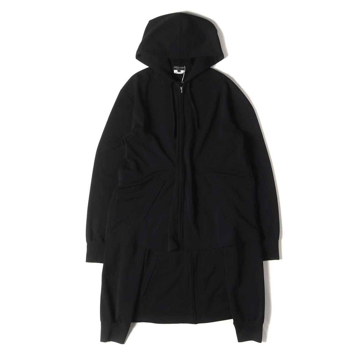 新品同様 COMME des GARCONS HOMME PLUS パーカー サイズ:M 24SS ストレッチエステルジャージ ドッキング ジップパーカー ブラック