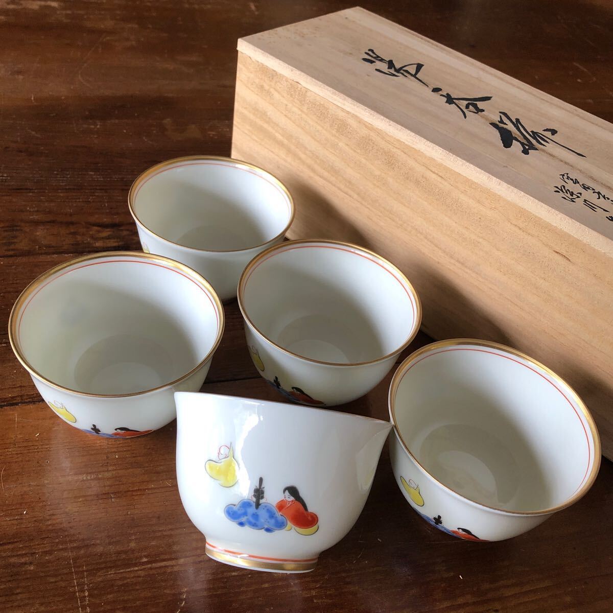 〈送料無料〉深川製磁 六歌仙 茶碗 湯呑 茶器 湯呑み 小鉢 金彩 湯呑茶碗 仙茶碗揃 深川製 深川