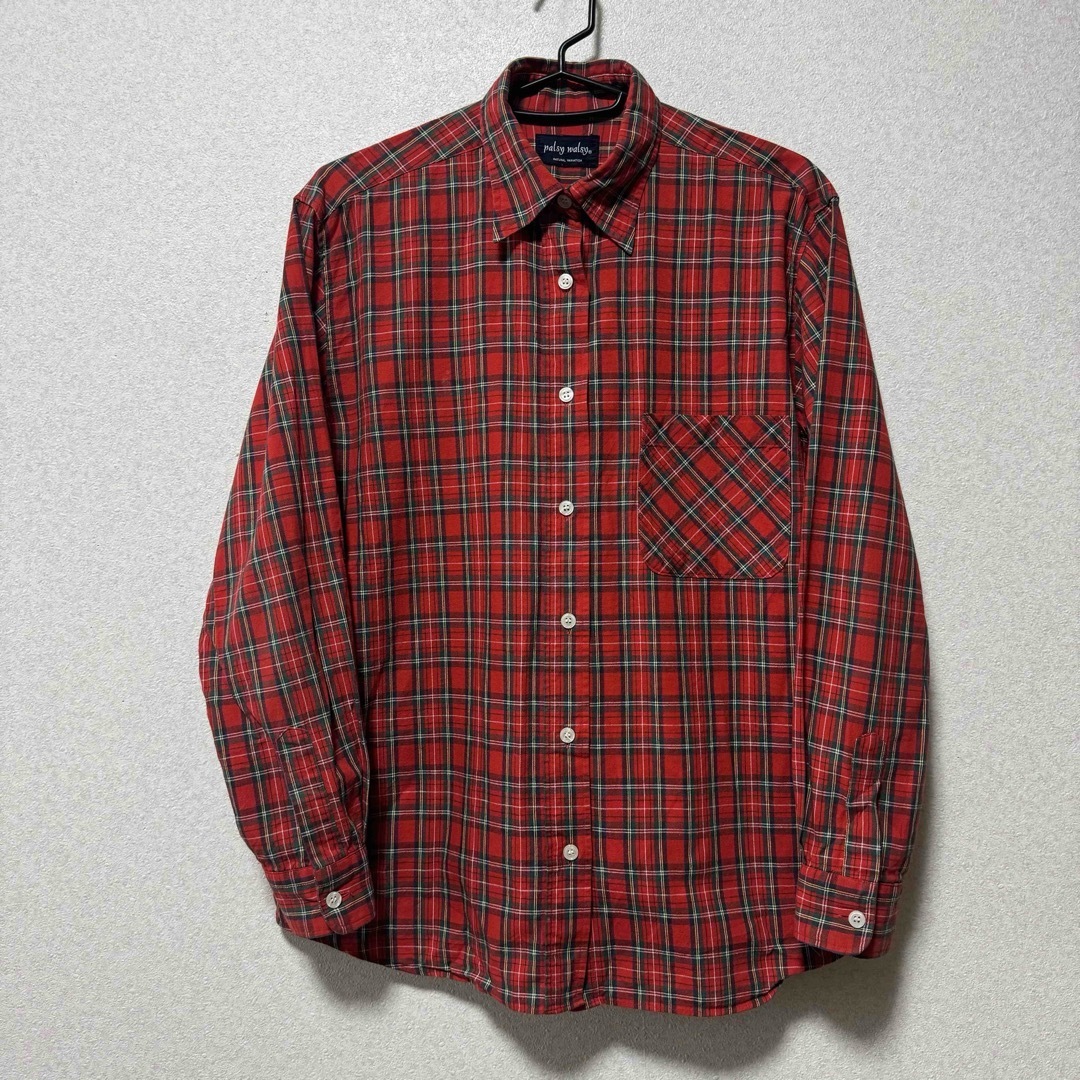 【美品】palsy walsy 長(zhǎng)袖シャツ カジュアルシャツ チェックシャツ レディースシャツ レディーストップス 日本制 フリーサイズ L57-109