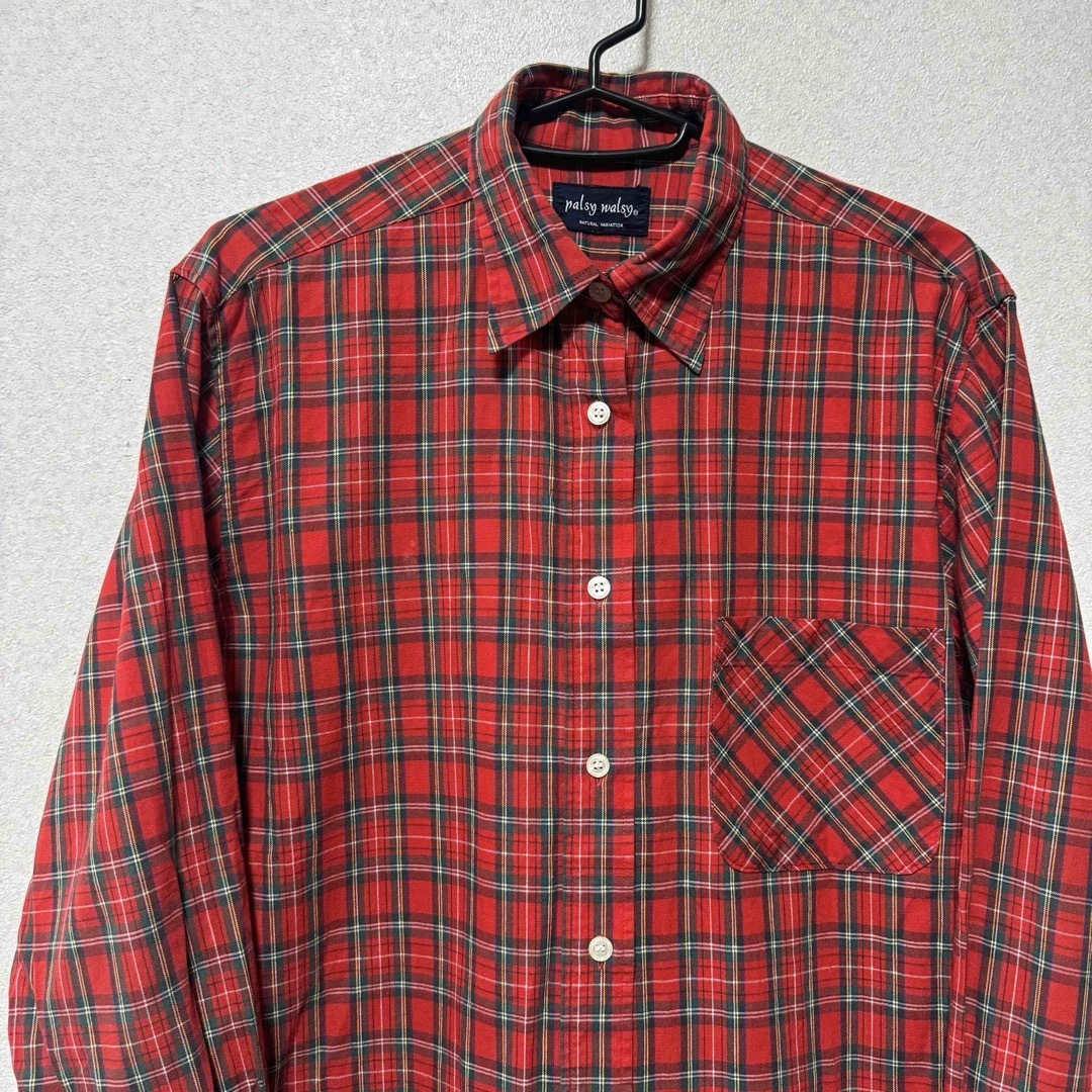 【美品】palsy walsy 長(zhǎng)袖シャツ カジュアルシャツ チェックシャツ レディースシャツ レディーストップス 日本制 フリーサイズ L57-109