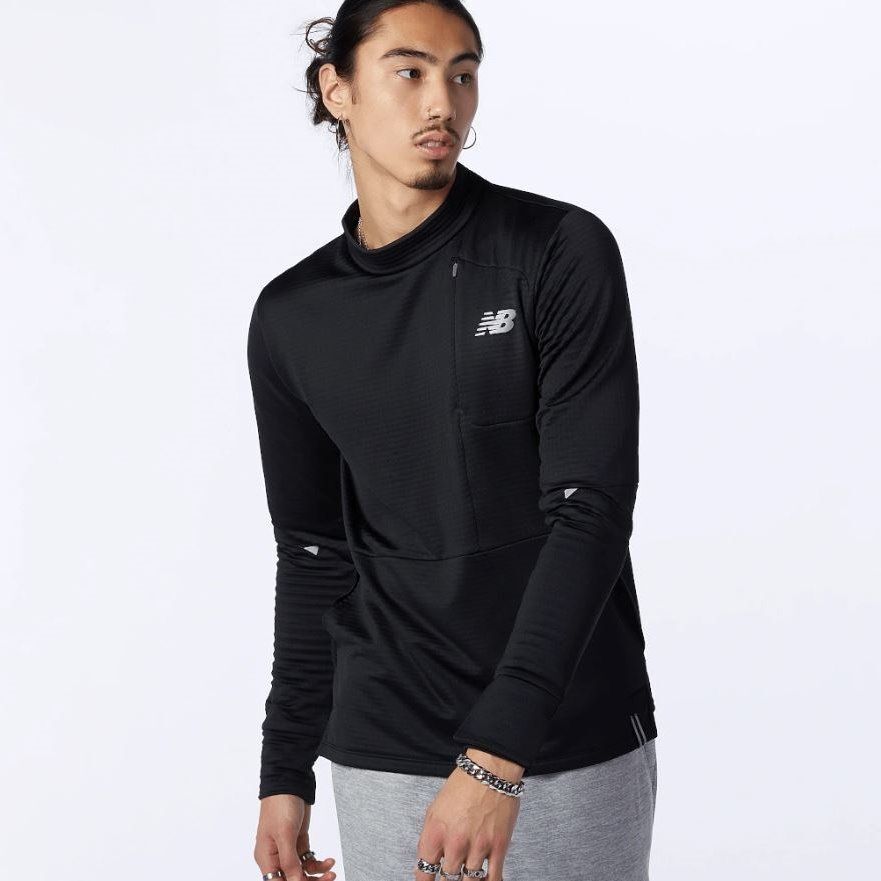 ★ニューバランス new balance NB 新品 メンズ 保温 トレーニング モックネック 長袖 シャツ トップス 黒 [MT13270-BK-S]一 二 零★QWER★
