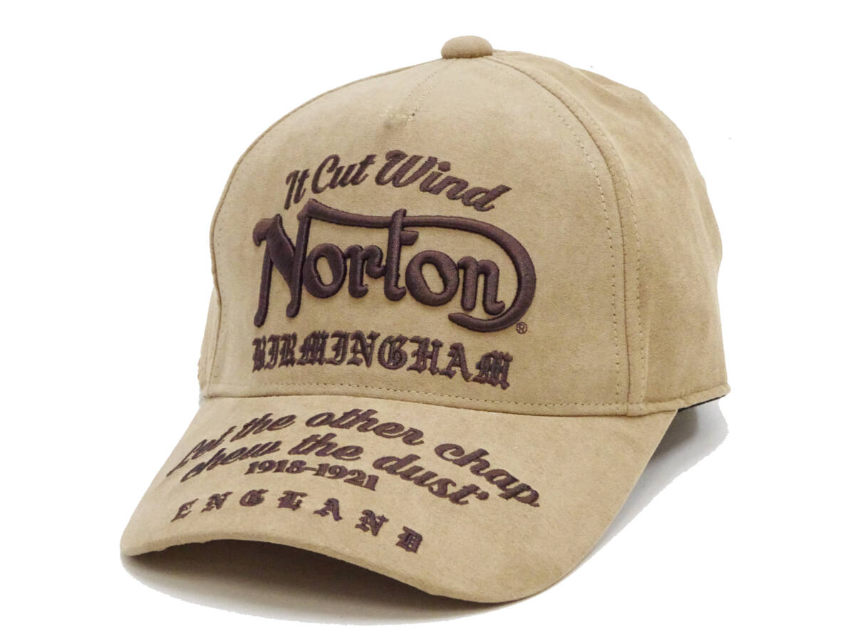 ノートンモーターサイクル フェイクスエード キャップ Norton 撥水加工 帽子 ロゴ刺繍 243N8704 ベージュ 新品