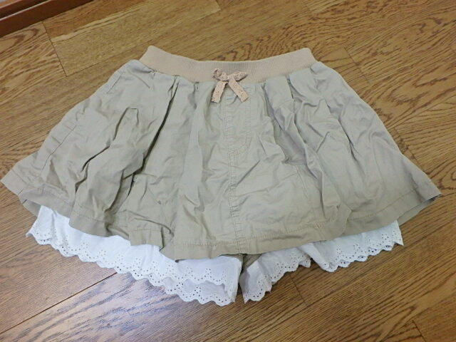 n410y　パンツ　140サイズ　ベージュ　ショートパンツ　ズボン　子供服　　女の子　キッズ　子ども　(24-0930-1) 