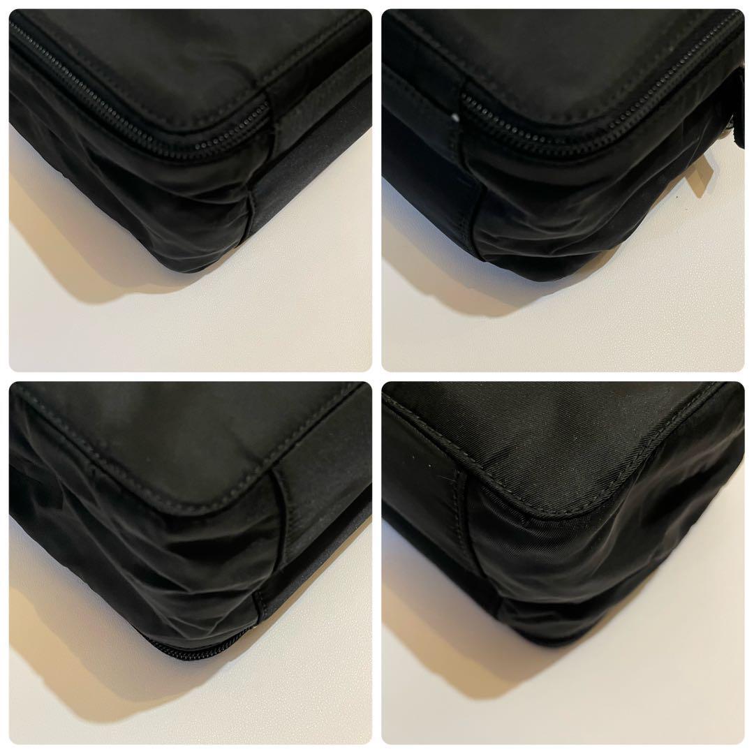 美品 PRADA ハンドバッグ ナイロン 三角ロゴ 仕切り ブラック 黒 美品 PRADA ハンドバッグ ナイロン 三角ロゴ 仕切り ブラック 黒