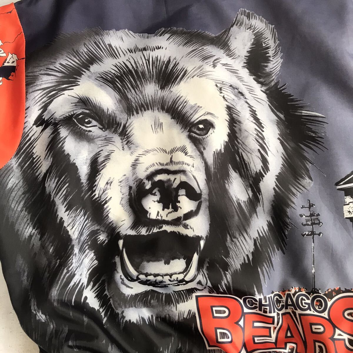 90s USA制 NFL CHICAGO BEARS シカゴ?ベアーズ Chalk line チョークライン スタジャン ジャケット Lサイズ