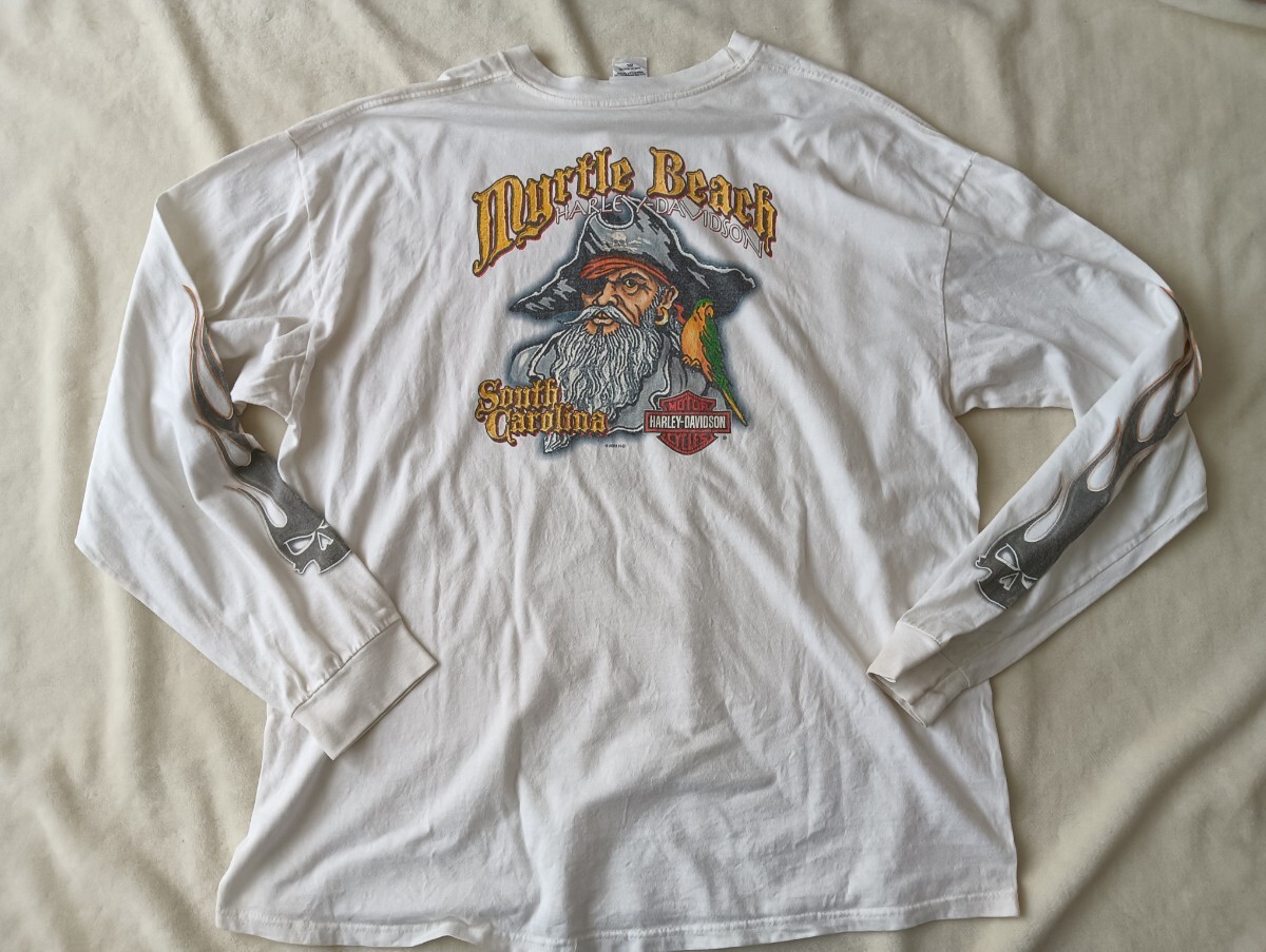 ヴィンテージ 長袖 tシャツ HARLEY DAVIDSON ハーレーダビッドソン 袖プリント motorcycles スカル パイレーツ usa ロングスリーブ 