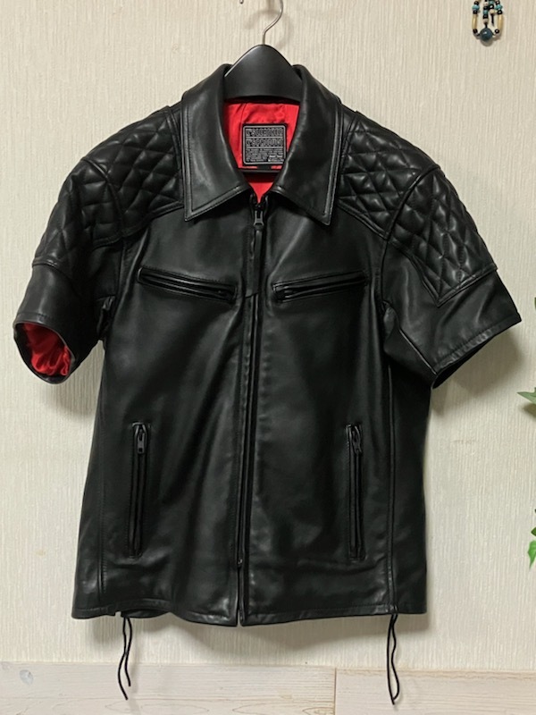 KADOYA　カドヤ　レザージャケット（半袖）パディットタイプ　Lサイズ 品番KXXLPS－０９０廃盤品　牛革製