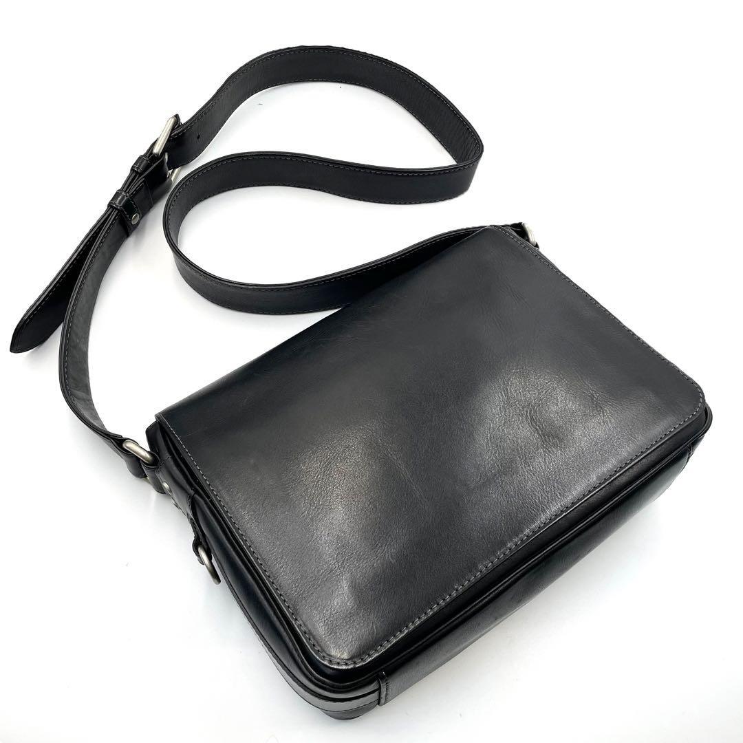 超美品 SOMES ソメス ショルダーバッグ レザー ブラック 黒 超美品 SOMES ソメス ショルダーバッグ レザー ブラック 黒