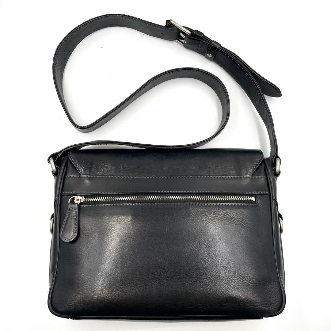 超美品 SOMES ソメス ショルダーバッグ レザー ブラック 黒 超美品 SOMES ソメス ショルダーバッグ レザー ブラック 黒