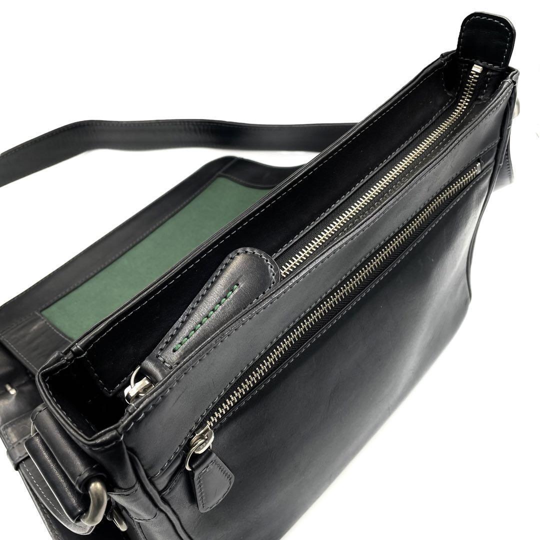 超美品 SOMES ソメス ショルダーバッグ レザー ブラック 黒 超美品 SOMES ソメス ショルダーバッグ レザー ブラック 黒