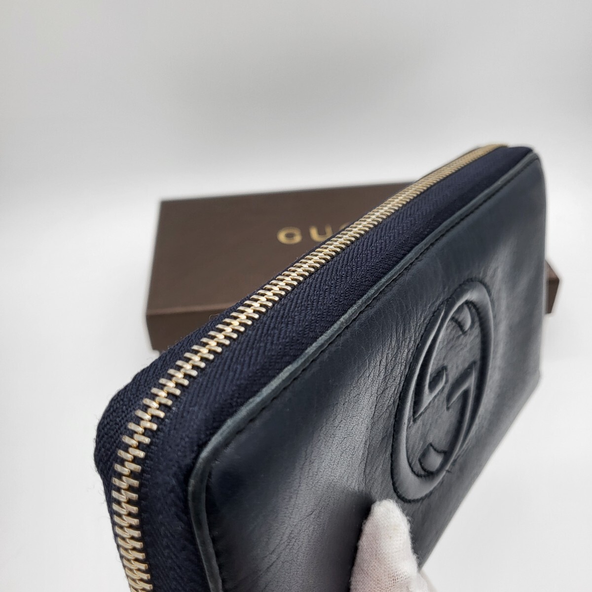 箱付き GUCCI グッチ ラウンドファスナー 長財布 財布 GG SOHO 箱付き GUCCI グッチ ラウンドファスナー 長財布 財布 GG SOHO