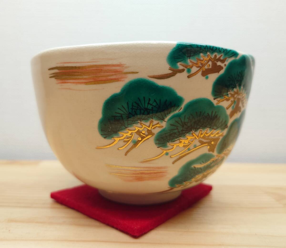 仁清写 松鶴の図 利昇窯 加藤利昇 共箱入り 逢絢亭】茶道具 茶碗 京焼 仁清写 松の図 利昇窯 加藤利昇 共