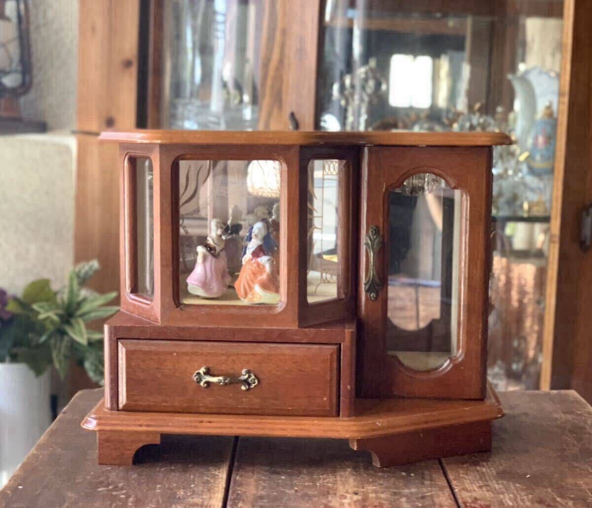 レトロ】 ジュエリーボックス 木製 オルゴール付き 宝石箱 レトロ】 ジュエリーボックス 木製 オルゴール付き 宝石箱