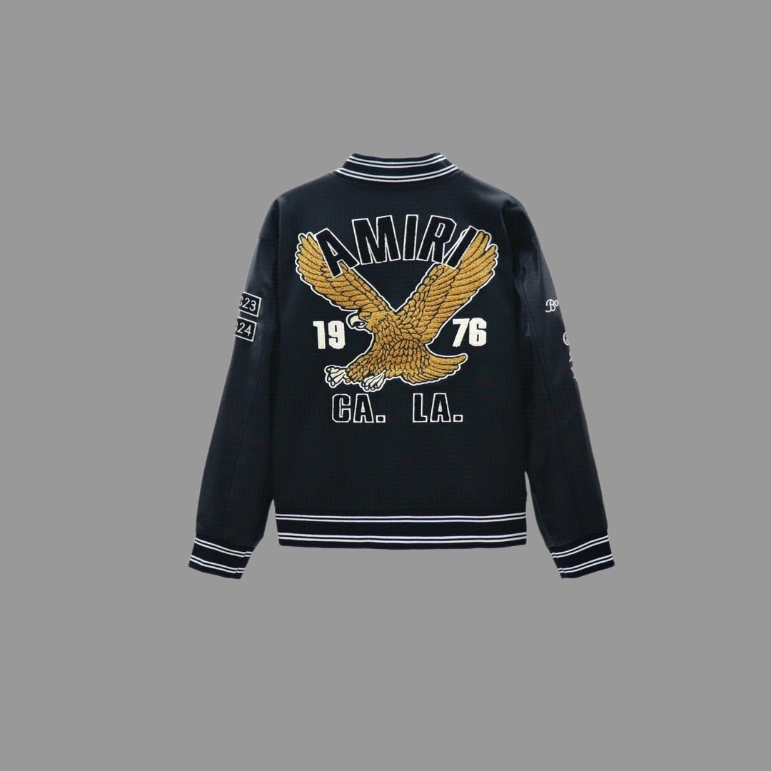 AMIRI アミリ ジャケット 刺繍 ロゴ Jacket スタジャンジャケット スタジャン 希少 中古 ブラック Mサイズ